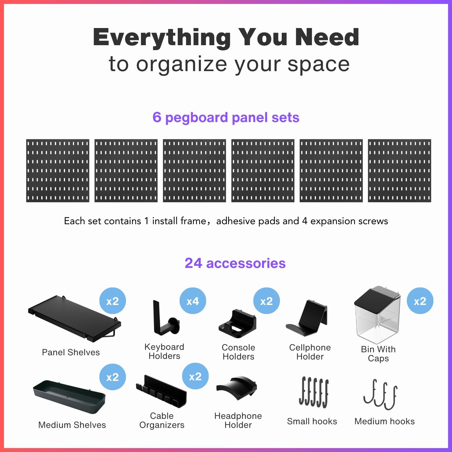 33x22 Inch Black Peg Board Org - مراجعة Office Tech Products وسعره